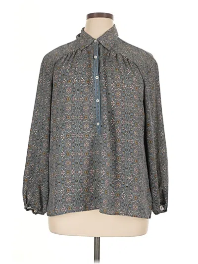 Pre-owned Max Studio Long Sleeve Blouse In Gray
