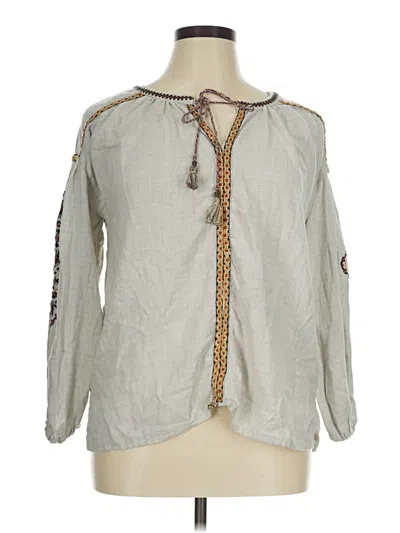 Pre-owned Max Studio Long Sleeve Blouse In Gray