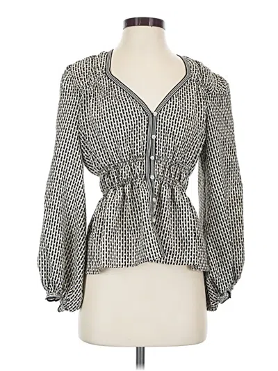 Pre-owned Max Studio Long Sleeve Blouse In Gray