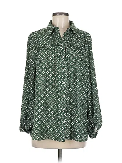 Pre-owned Max Studio Long Sleeve Blouse In Green