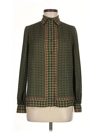 Pre-owned Max Studio Long Sleeve Blouse In Green