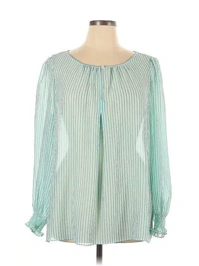 Pre-owned Max Studio Long Sleeve Blouse In Green