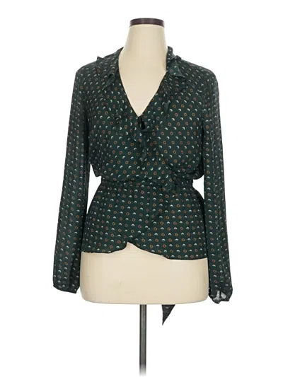 Pre-owned Max Studio Long Sleeve Blouse In Green