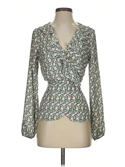 Pre-owned Max Studio Long Sleeve Blouse In Green