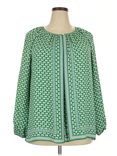 Pre-owned Max Studio Long Sleeve Blouse In Green