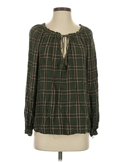 Pre-owned Max Studio Long Sleeve Blouse In Green