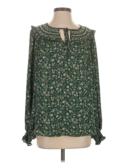 Pre-owned Max Studio Long Sleeve Blouse In Green