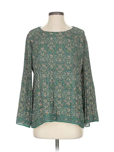 Pre-owned Max Studio Long Sleeve Blouse In Green