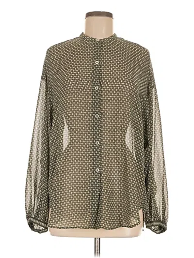 Pre-owned Max Studio Long Sleeve Blouse In Green