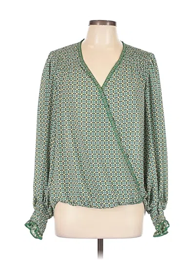 Pre-owned Max Studio Long Sleeve Blouse In Green
