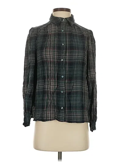 Pre-owned Max Studio Long Sleeve Blouse In Green