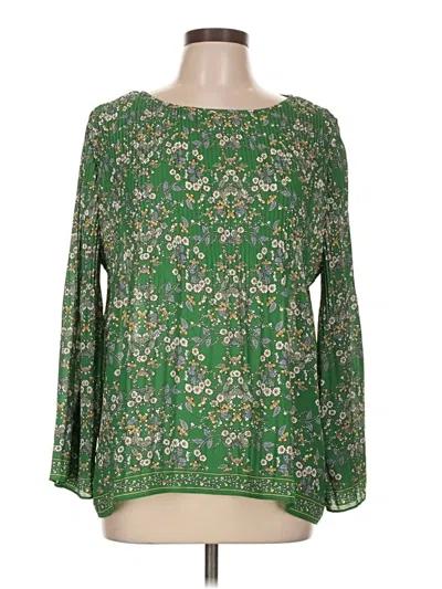 Pre-owned Max Studio Long Sleeve Blouse In Green