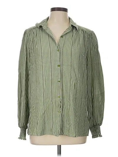 Pre-owned Max Studio Long Sleeve Blouse In Green