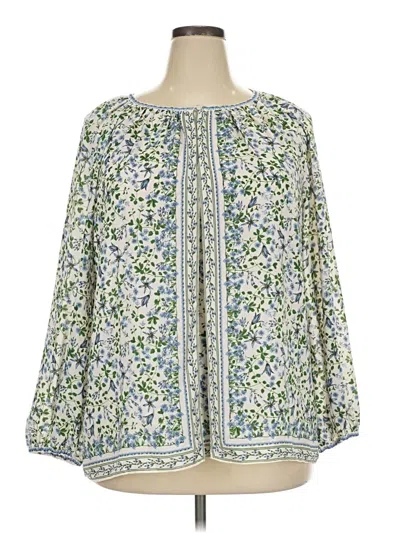 Pre-owned Max Studio Long Sleeve Blouse In Green