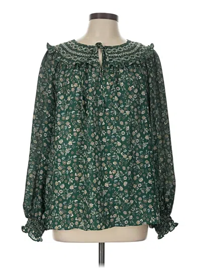 Pre-owned Max Studio Long Sleeve Blouse In Green
