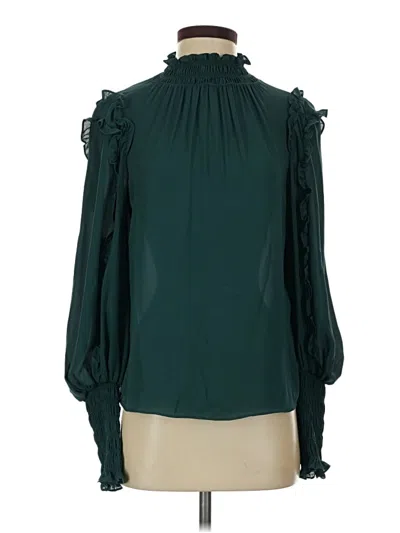 Pre-owned Max Studio Long Sleeve Blouse In Green