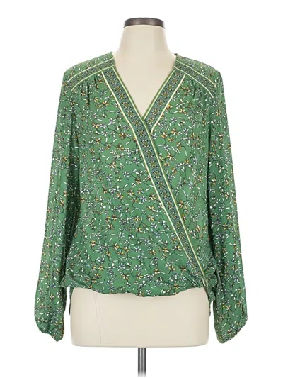Pre-owned Max Studio Long Sleeve Blouse In Green