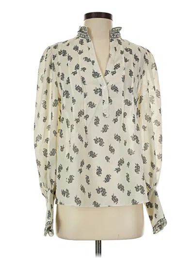 Pre-owned Max Studio Long Sleeve Blouse In Ivory