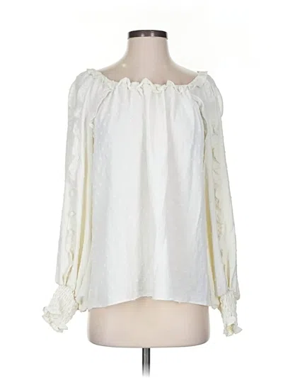 Pre-owned Max Studio Long Sleeve Blouse In Ivory