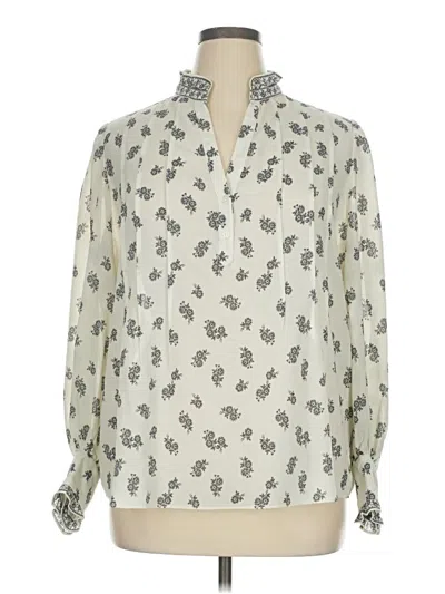 Pre-owned Max Studio Long Sleeve Blouse In Ivory