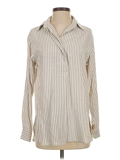 Pre-owned Max Studio Long Sleeve Blouse In Ivory