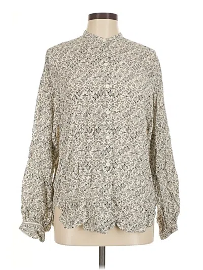 Pre-owned Max Studio Long Sleeve Blouse In Ivory