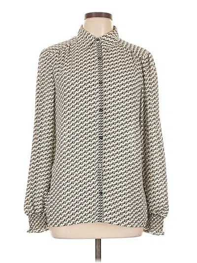 Pre-owned Max Studio Long Sleeve Blouse In Ivory