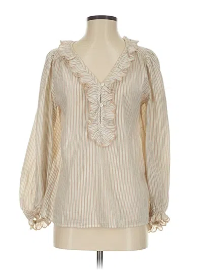 Pre-owned Max Studio Long Sleeve Blouse In Ivory