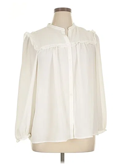 Pre-owned Max Studio Long Sleeve Blouse In Ivory