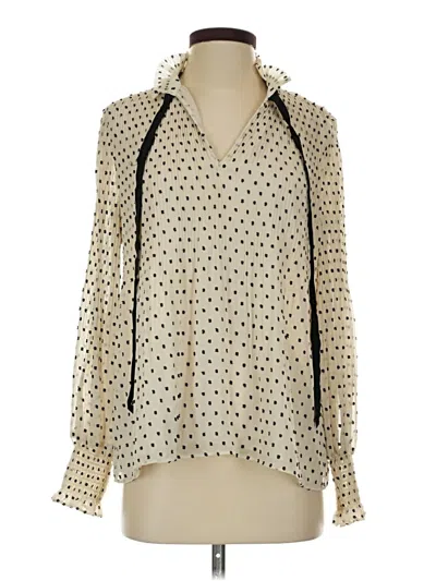 Pre-owned Max Studio Long Sleeve Blouse In Ivory