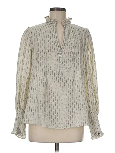 Pre-owned Max Studio Long Sleeve Blouse In Ivory