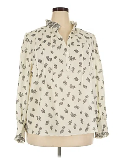 Pre-owned Max Studio Long Sleeve Blouse In Ivory