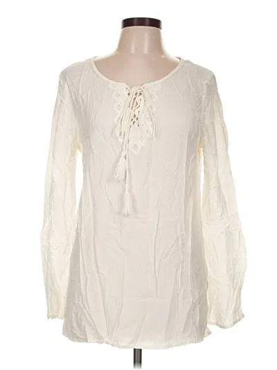 Pre-owned Max Studio Long Sleeve Blouse In Ivory