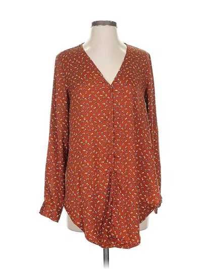 Pre-owned Max Studio Long Sleeve Blouse In Orange