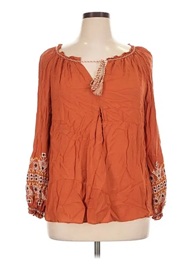 Pre-owned Max Studio Long Sleeve Blouse In Orange
