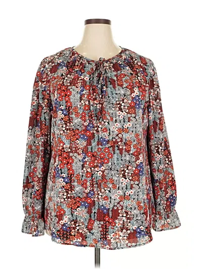 Pre-owned Max Studio Long Sleeve Blouse In Red