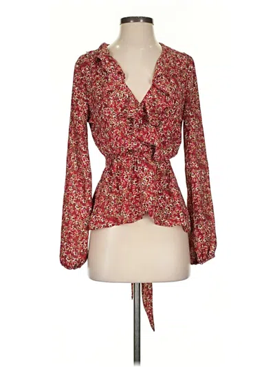 Pre-owned Max Studio Long Sleeve Blouse In Red