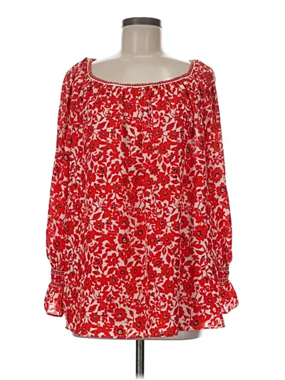 Pre-owned Max Studio Long Sleeve Blouse In Red