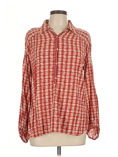 Pre-owned Max Studio Long Sleeve Blouse In Red