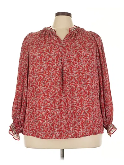 Pre-owned Max Studio Long Sleeve Blouse In Red