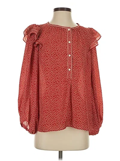 Pre-owned Max Studio Long Sleeve Blouse In Red