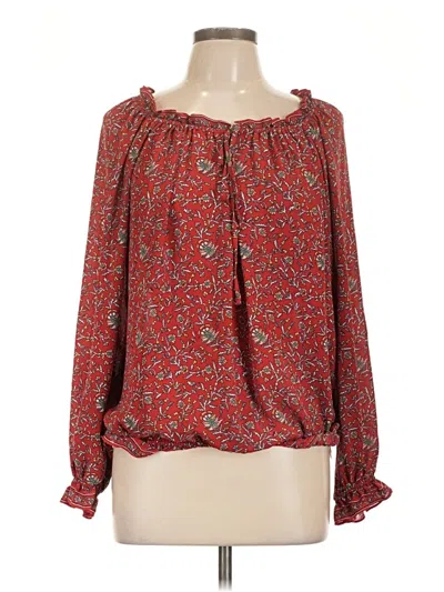 Pre-owned Max Studio Long Sleeve Blouse In Red