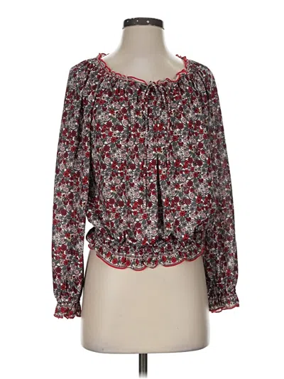 Pre-owned Max Studio Long Sleeve Blouse In Red
