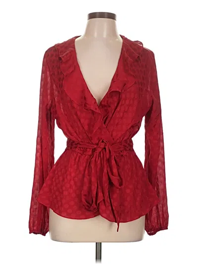 Pre-owned Max Studio Long Sleeve Blouse In Red