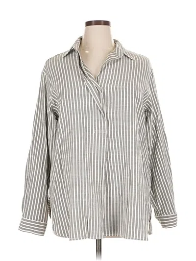 Pre-owned Max Studio Long Sleeve Blouse In Silver