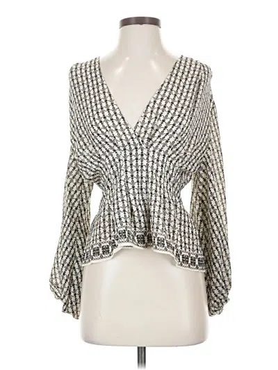 Pre-owned Max Studio Long Sleeve Blouse In Silver