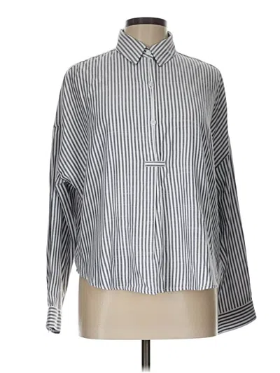 Pre-owned Max Studio Long Sleeve Blouse In Silver