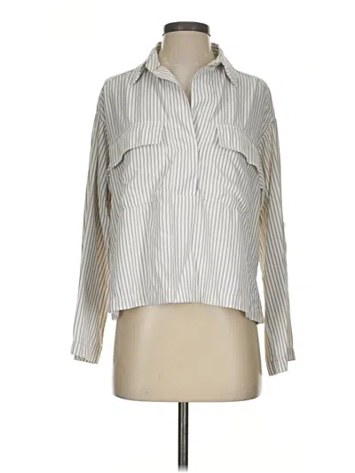 Pre-owned Max Studio Long Sleeve Blouse In Silver