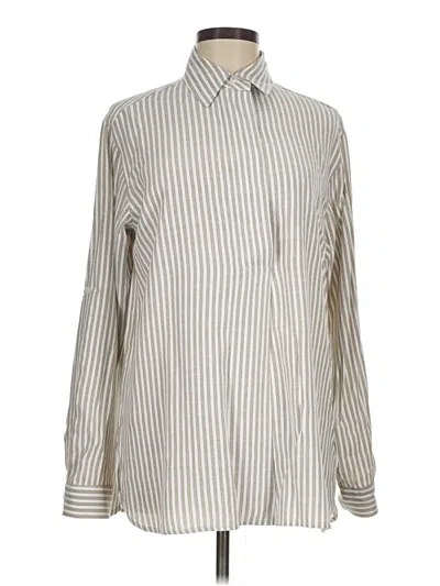 Pre-owned Max Studio Long Sleeve Blouse In Silver