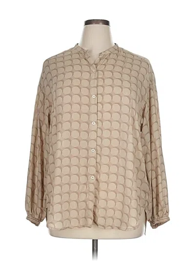Pre-owned Max Studio Long Sleeve Blouse In Tan
